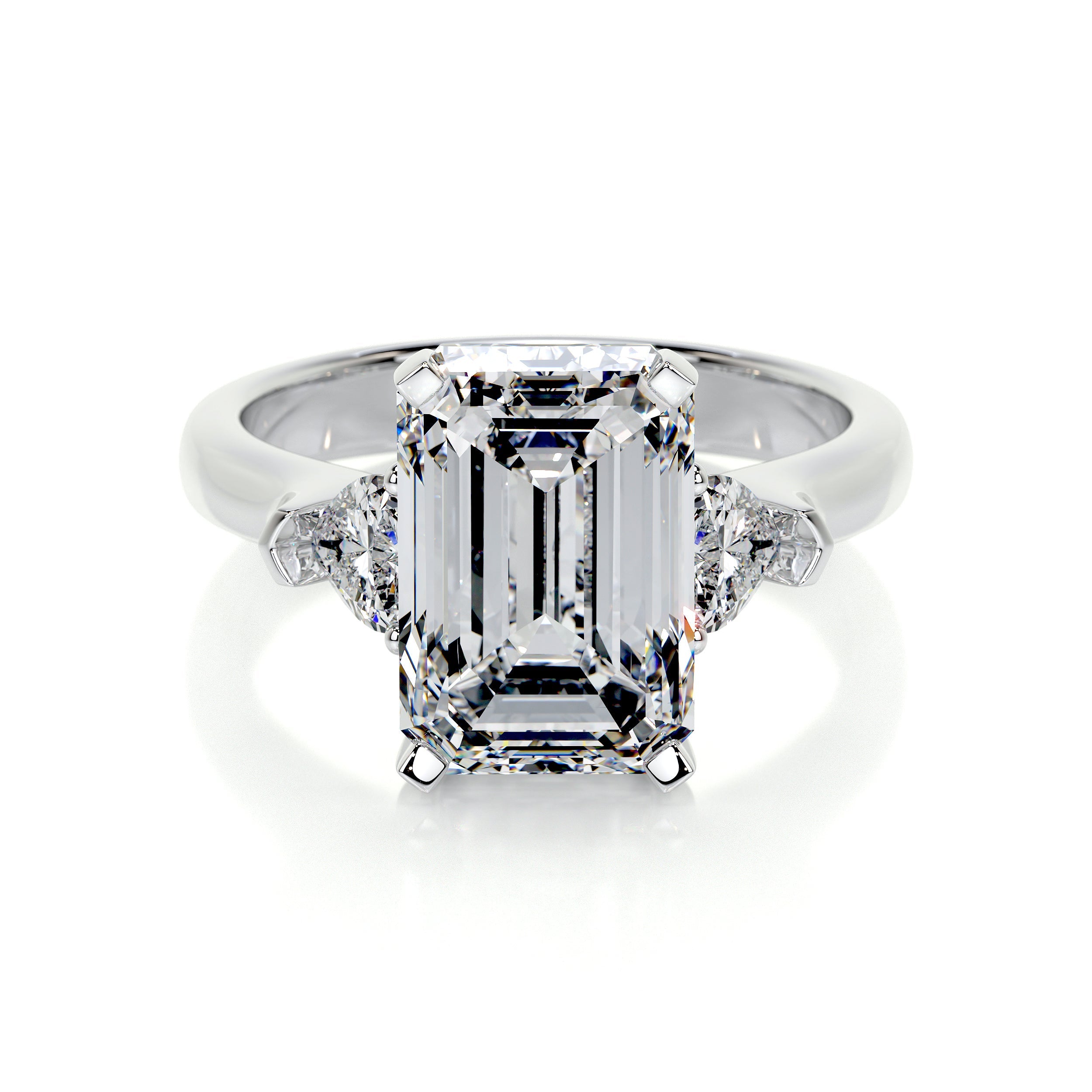 3.20Ct Emerald & Trillion Cut Diamond Engagement Ring 10K White Gold –  BrideStarCo